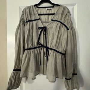 Chic Women's Blouse with Navy Details